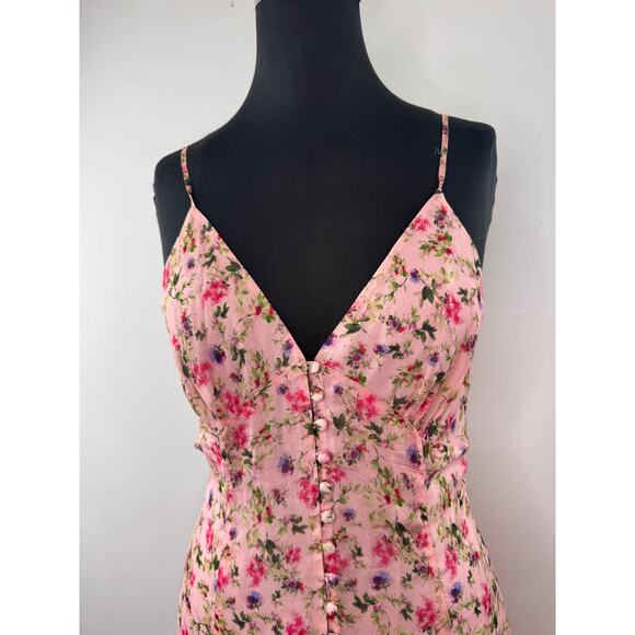 Cami NYC Naira Pink Maxi Dress Silk Floral Tiered Sweetheart Neck Size Medium M - Picture 2 of 9